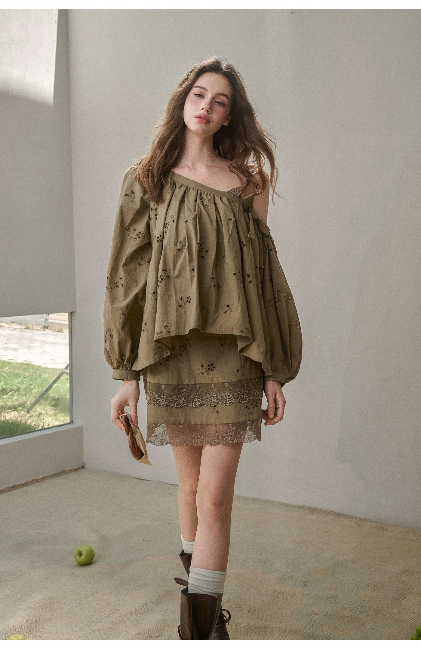 Cotton Embroidered Lace Slip Dress