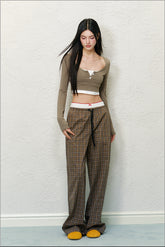 Double Waistband Spliced Fake Two-Piece Long Pants - CHINASQUAD