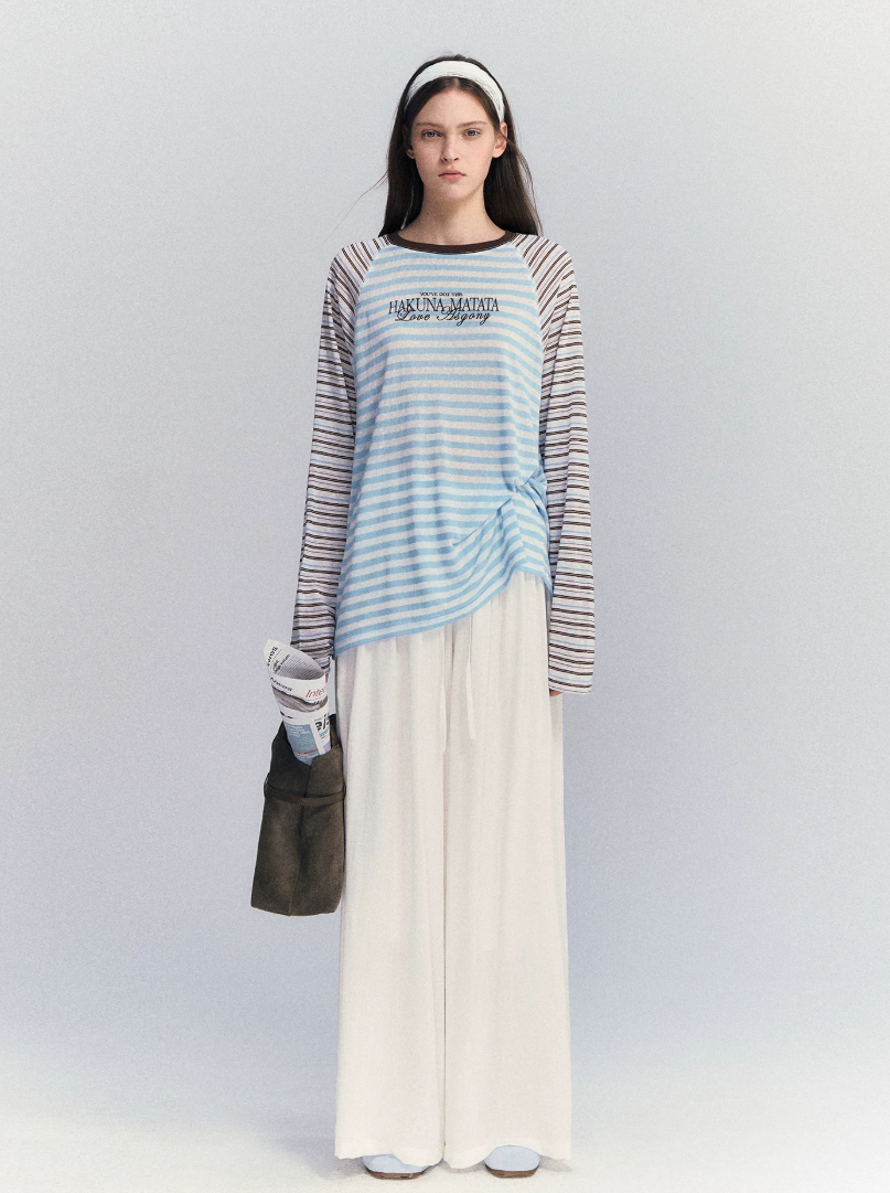 Lyocell Stripe Embroidered Blouse