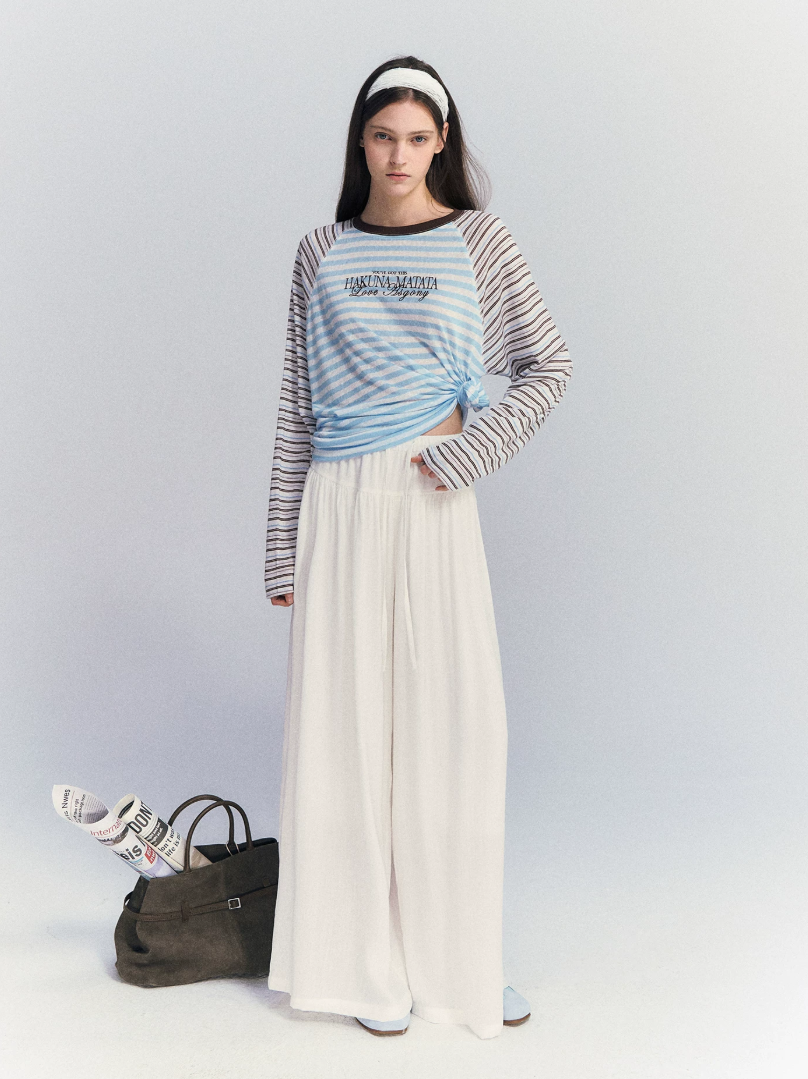 Lyocell Stripe Embroidered Blouse