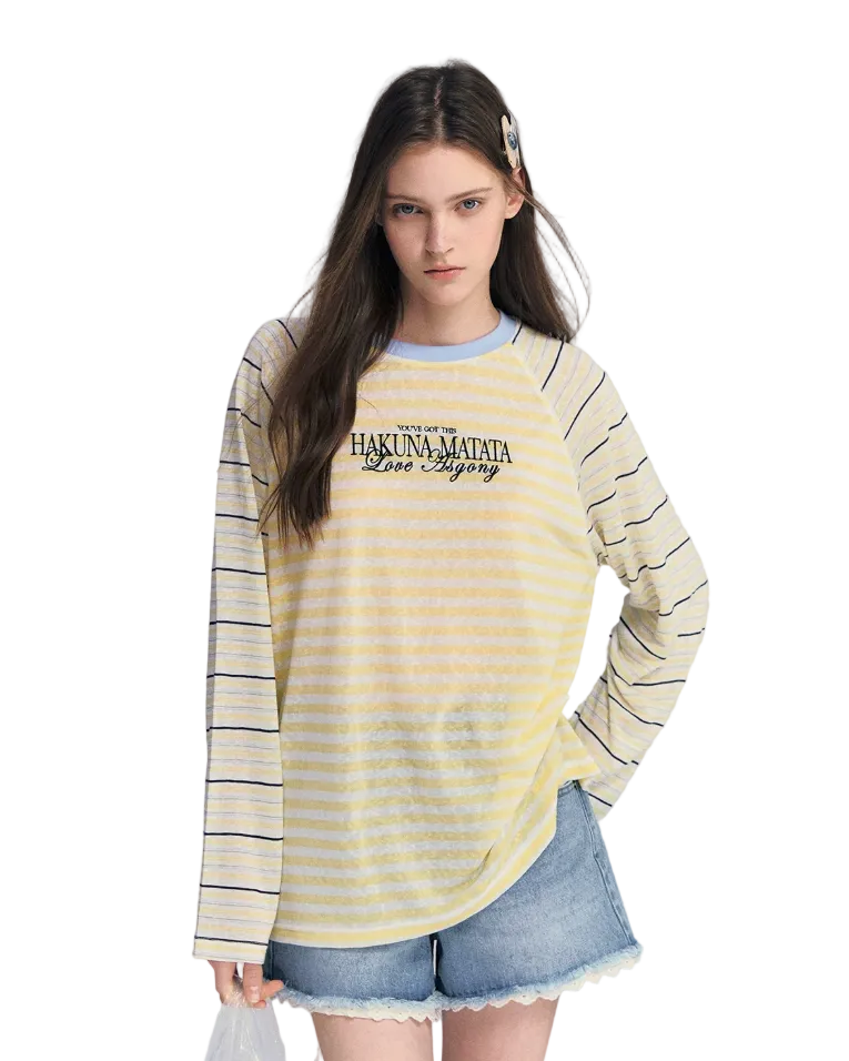 Lyocell Stripe Embroidered Blouse