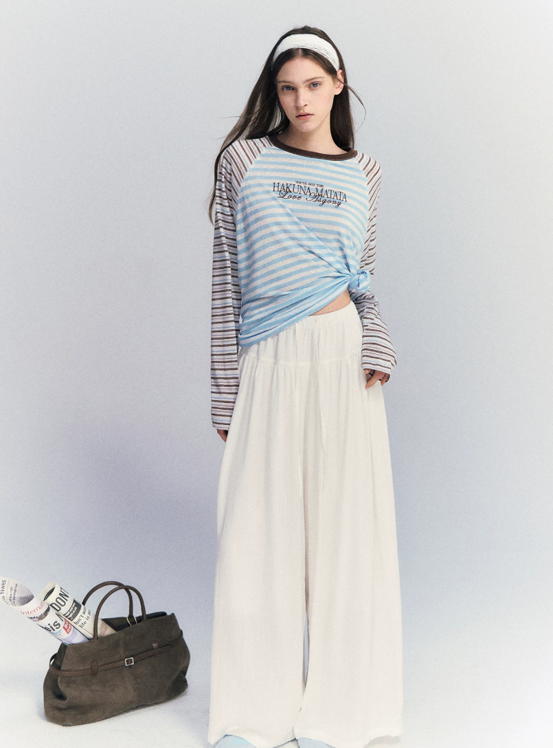 Lyocell Stripe Embroidered Blouse