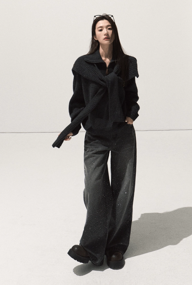 Rhinestone Straight Jeans