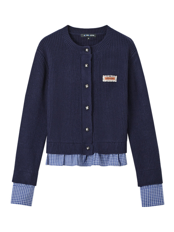 (Final Sale) Plaid Trim Cardigan Sweater - CHINASQUAD