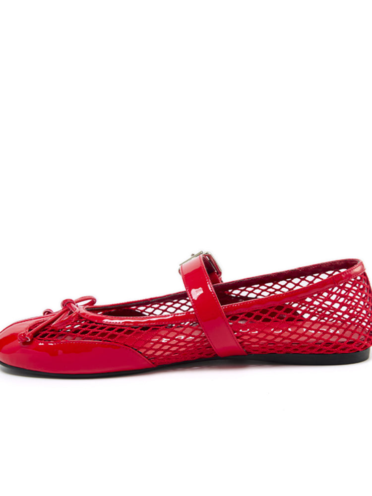Fishing Net Woven Flat Mary Jane Shoes - CHINASQUAD
