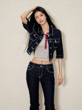 Color-Contrast Denim Jacket & Pants Set - CHINASQUAD