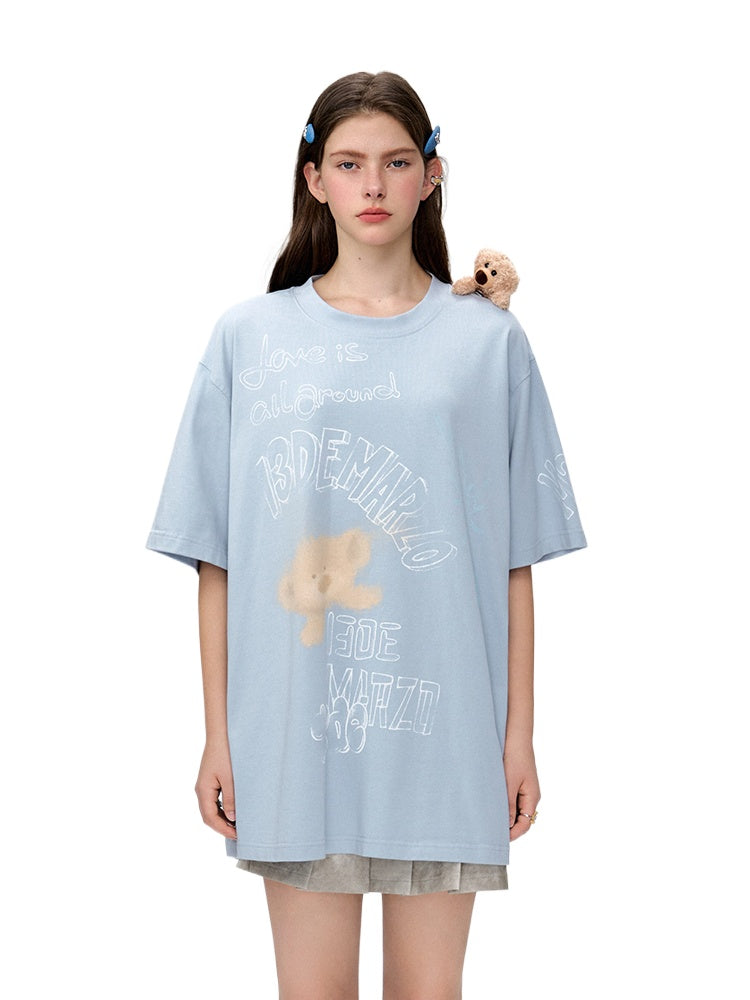 Graffiti Short Sleeve Loose Cotton T-shirt - CHINASQUAD