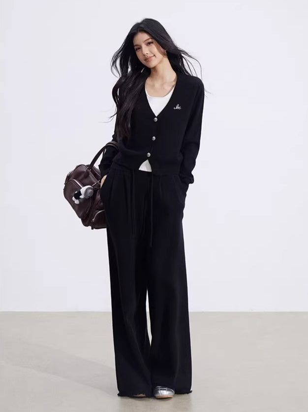 Mock-Layer Crop & Wide-Leg Knit Set