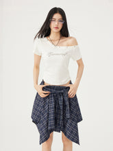 High-Elasticity Star-Studded Diagonal Shoulder T-Shirt - CHINASQUAD