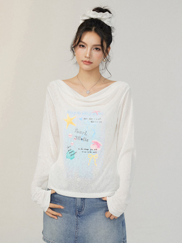 Pile Collar Lace Fake Two-piece Sunscreen T-shirt - CHINASQUAD