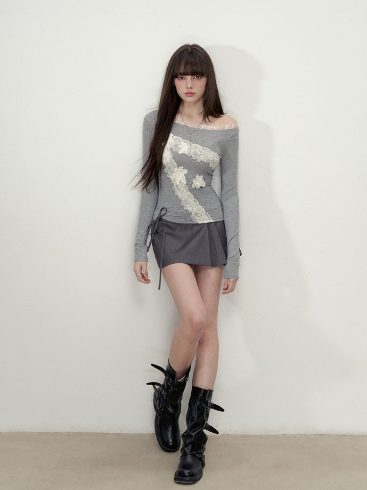 Pleated Bowknot Tie Half Skirt - CHINASQUAD