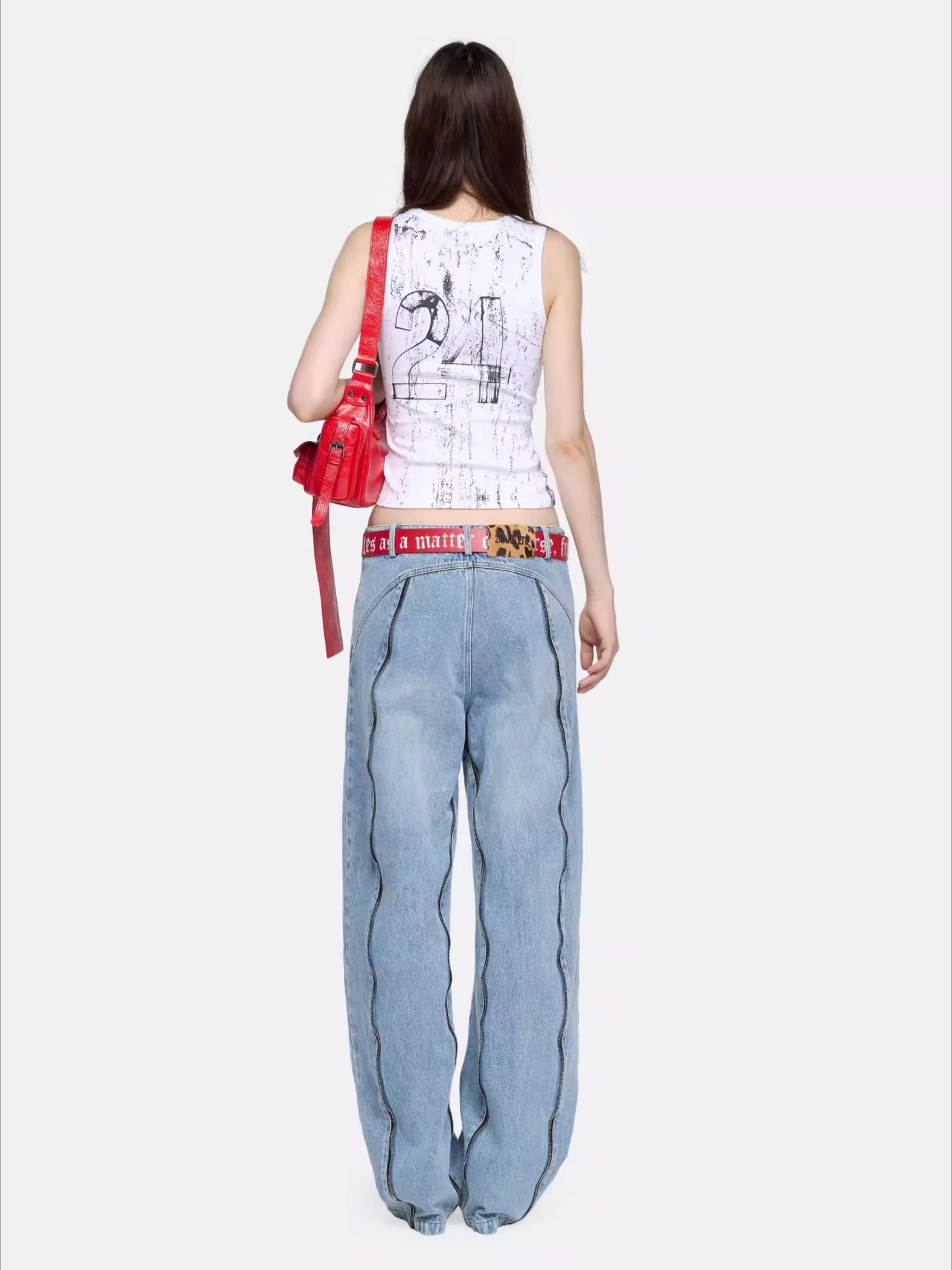 Panelled Curved-Leg Denim Jeans