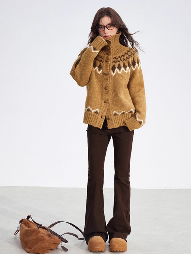 Fair Isle Wool-Blend Collared Knit Sweater