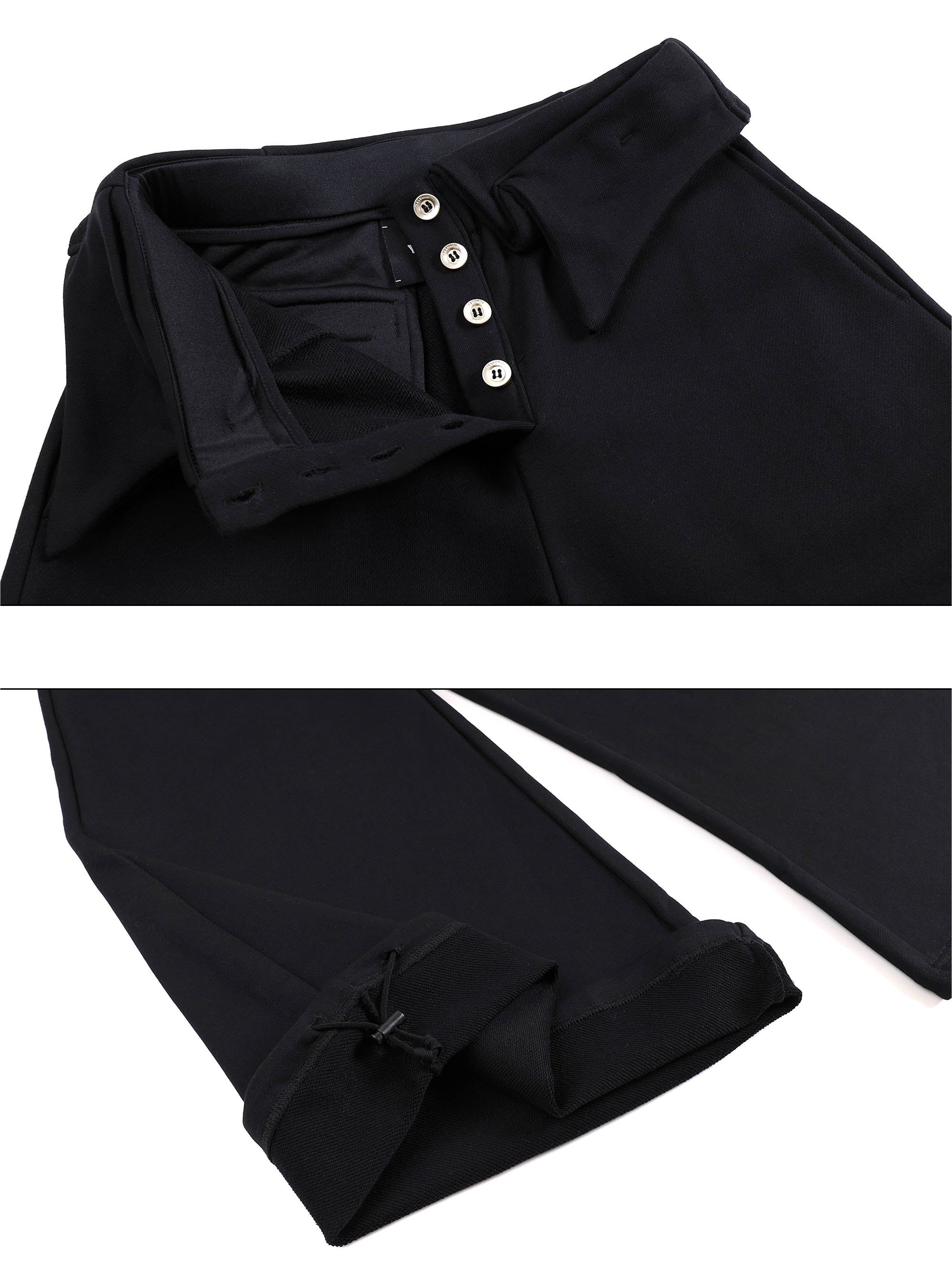 Double-Layer Collar Wide-Leg Pants In Black