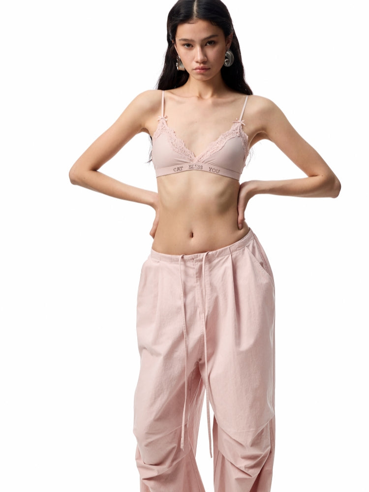 Lace Triangle Cup Bra Without Underwire - CHINASQUAD