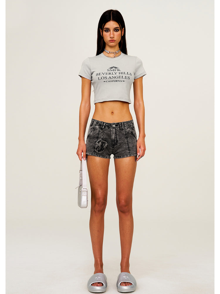 Straight - Shoulder Cropped Movie - Subtitle Short - Sleeve Tee - CHINASQUAD