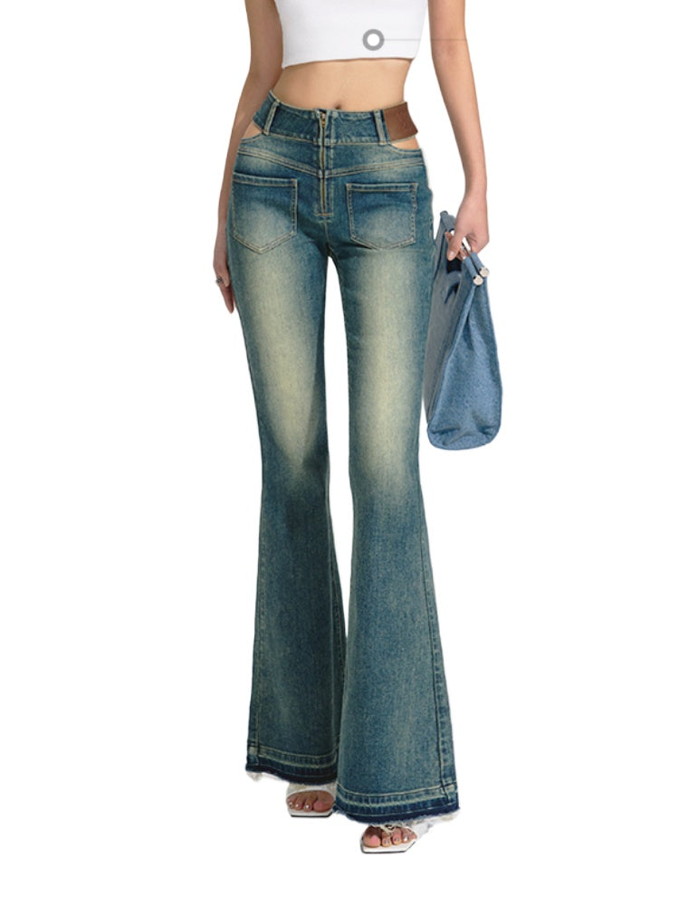 High-Waisted Vintage Flared Jeans - CHINASQUAD