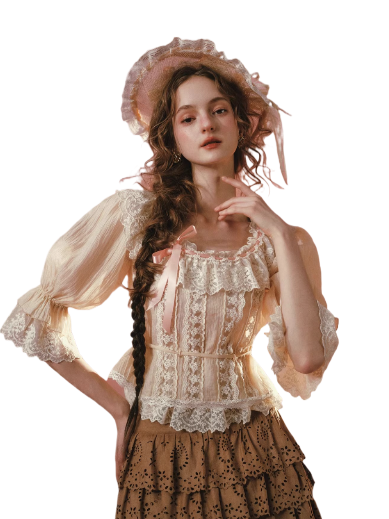 Liberty Letter French Lace Peter Pan Collar Shirt