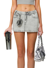 Compass Wild Tarpan Denim Mini Skirt Gray - CHINASQUAD