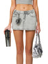 Compass Wild Tarpan Denim Mini Skirt Gray - CHINASQUAD