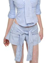 Striped Tie-Waist Shirt Skirt - CHINASQUAD