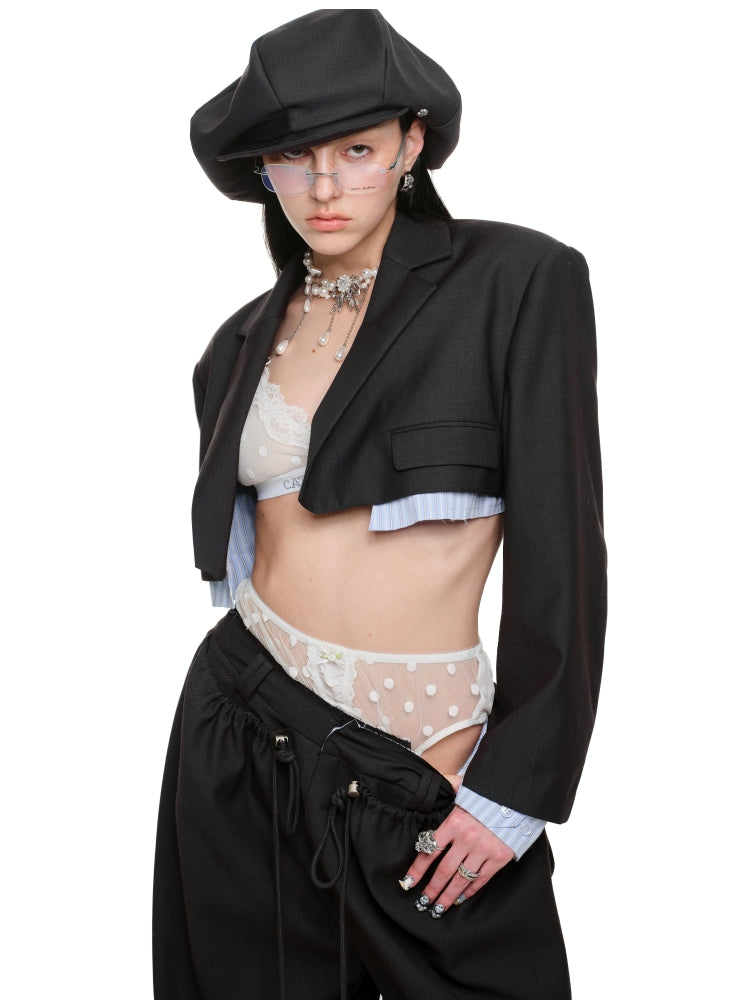 Cropped Grey Blazer - CHINASQUAD