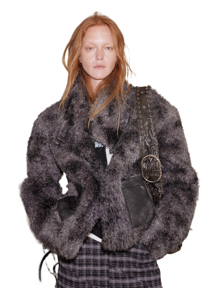 Reversible Shearling Studded Leather Jacket - CHINASQUAD