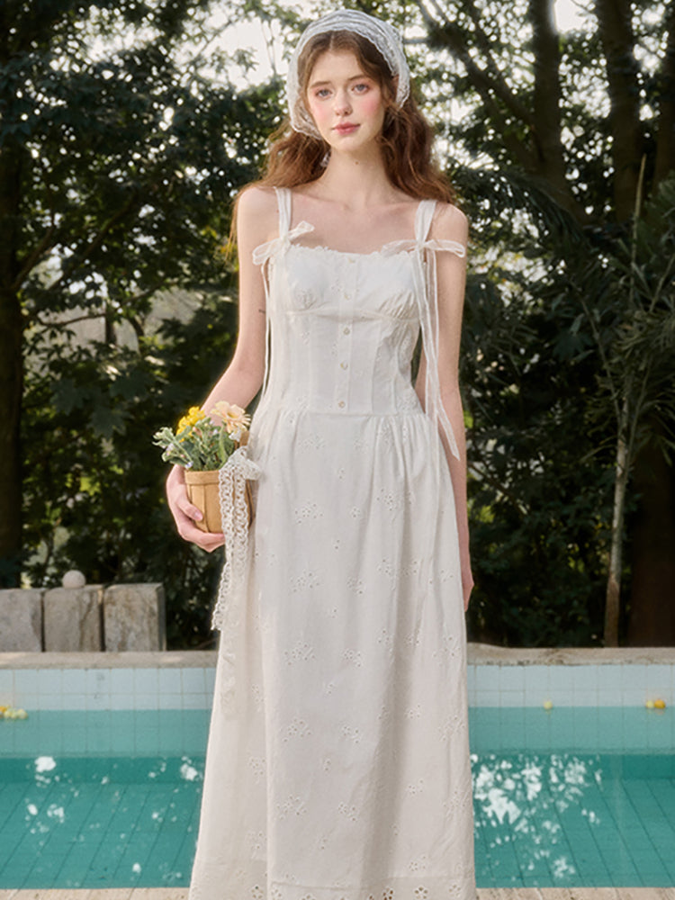 Embroidered Waist Dress - CHINASQUAD