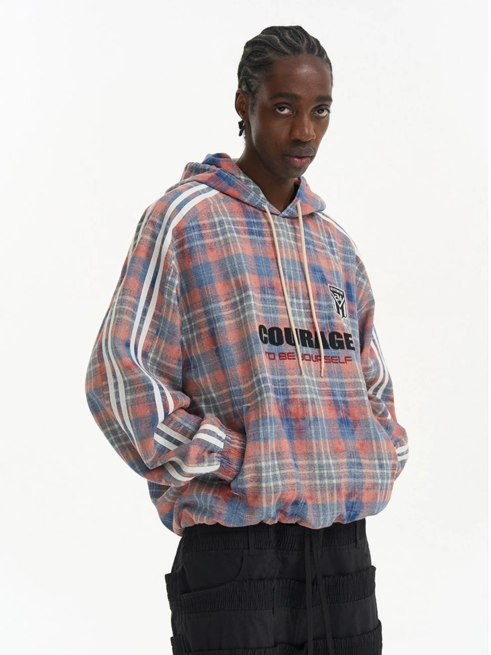 Plaid Color-Block Sport Hoodie