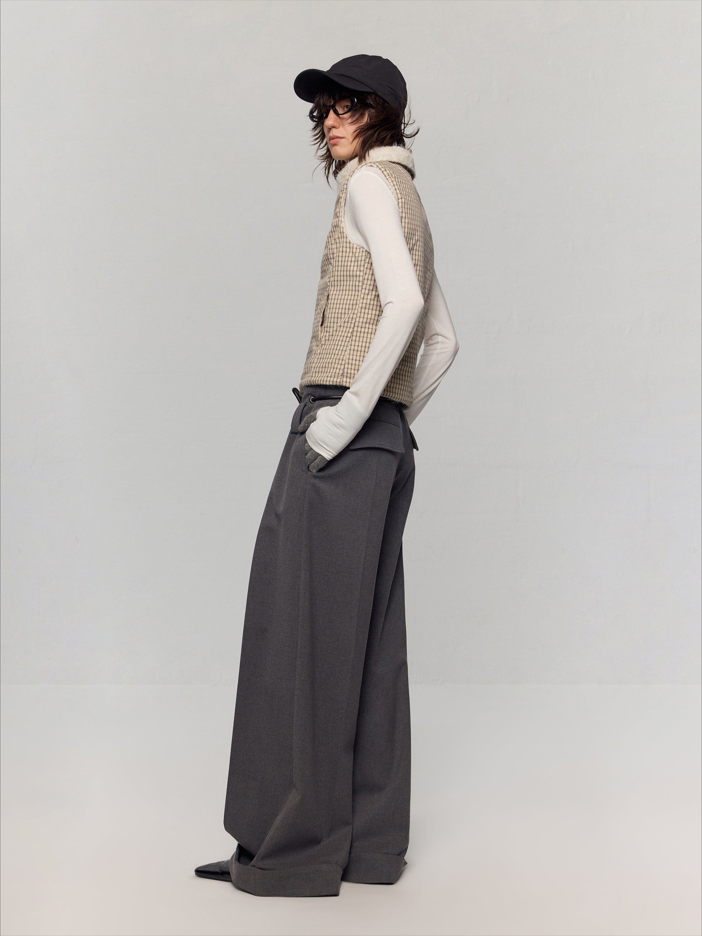 Wool Blend Wide-Leg Pants - CHINASQUAD
