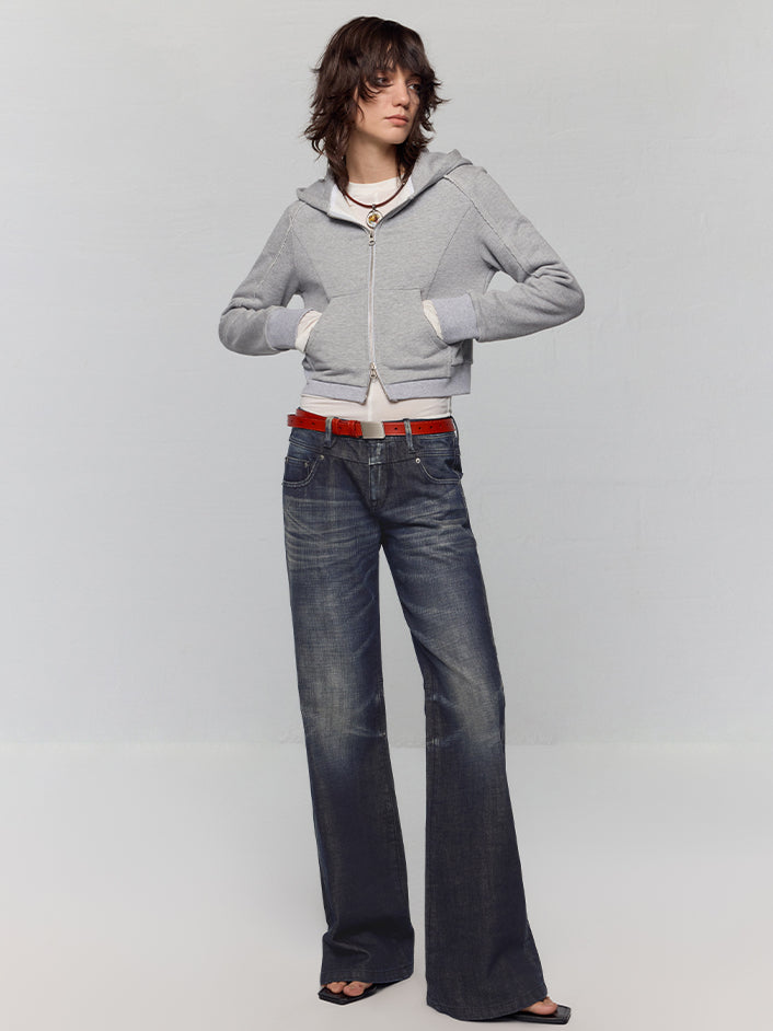 Black-Blue Low-Waist Flared & Bell-Bottom Pants Pants - CHINASQUAD