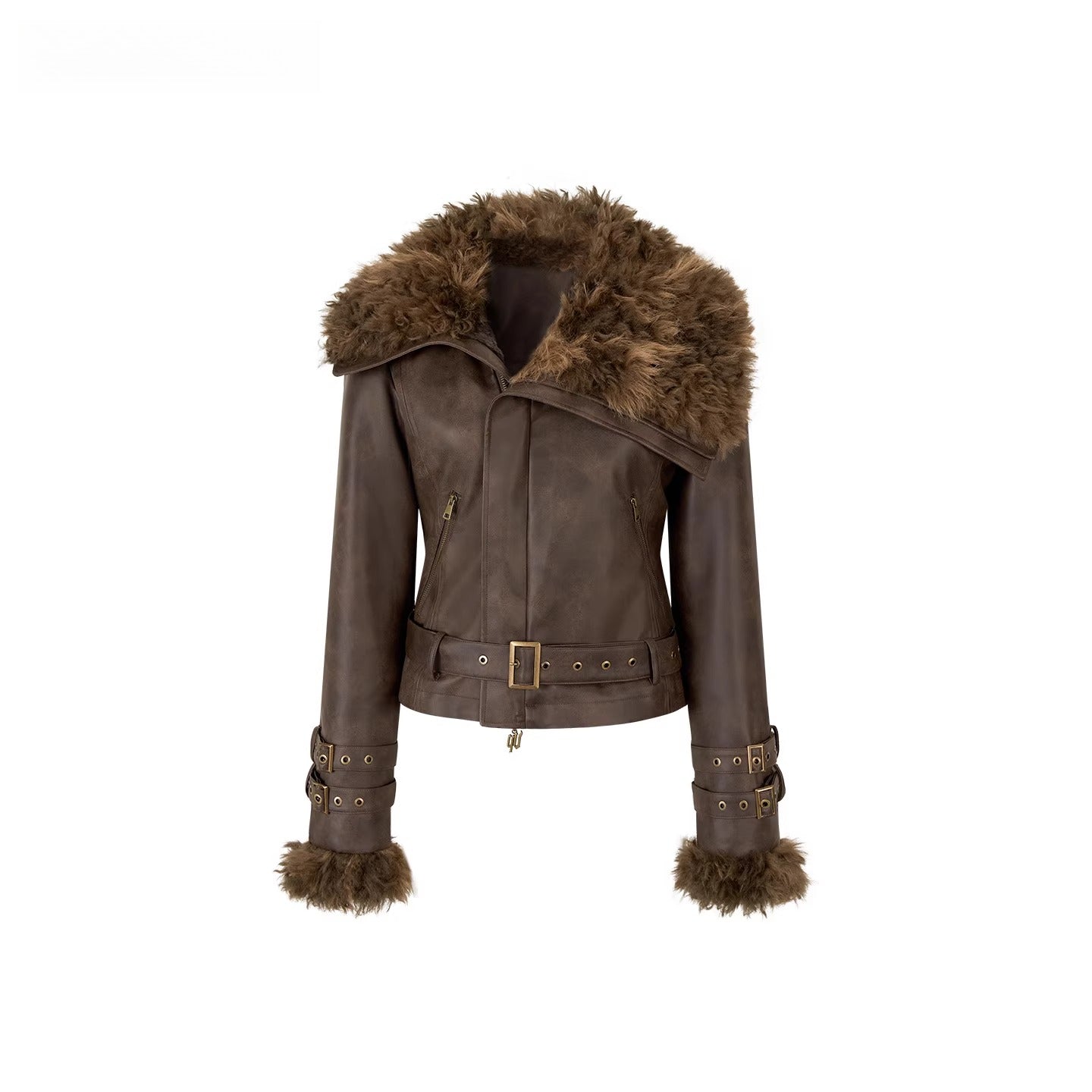 Oversized Fur Collar Short Jacket - CHINASQUAD