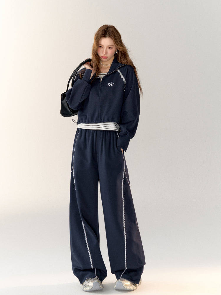 Two-Piece Embroidered Cropped Hoodie - CHINASQUAD