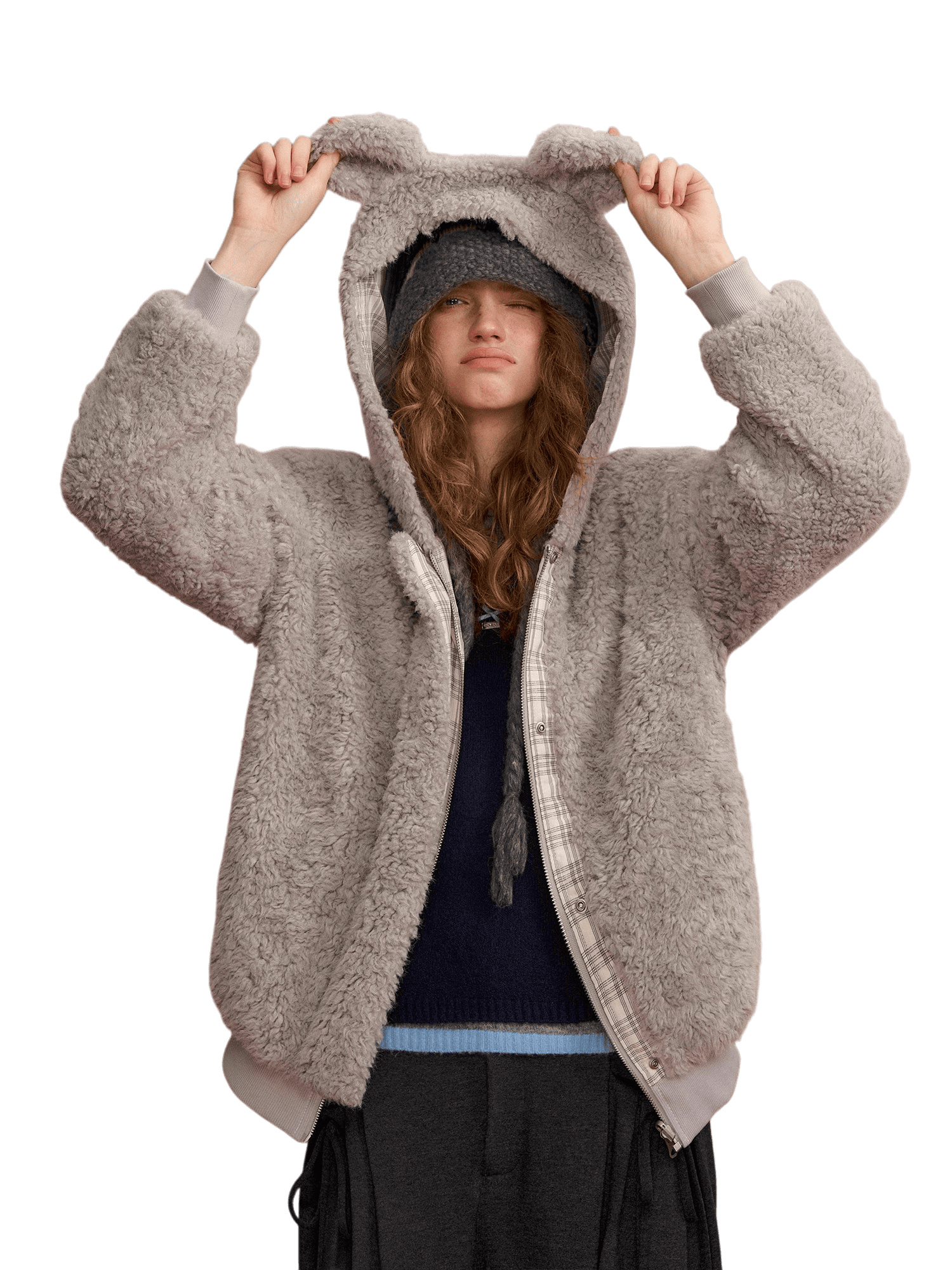 Reversible Hooded Sherpa Jacket