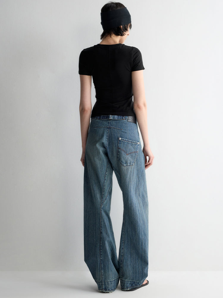 3D Cutting Micro Curved Knife Wide Leg Pants - CHINASQUAD