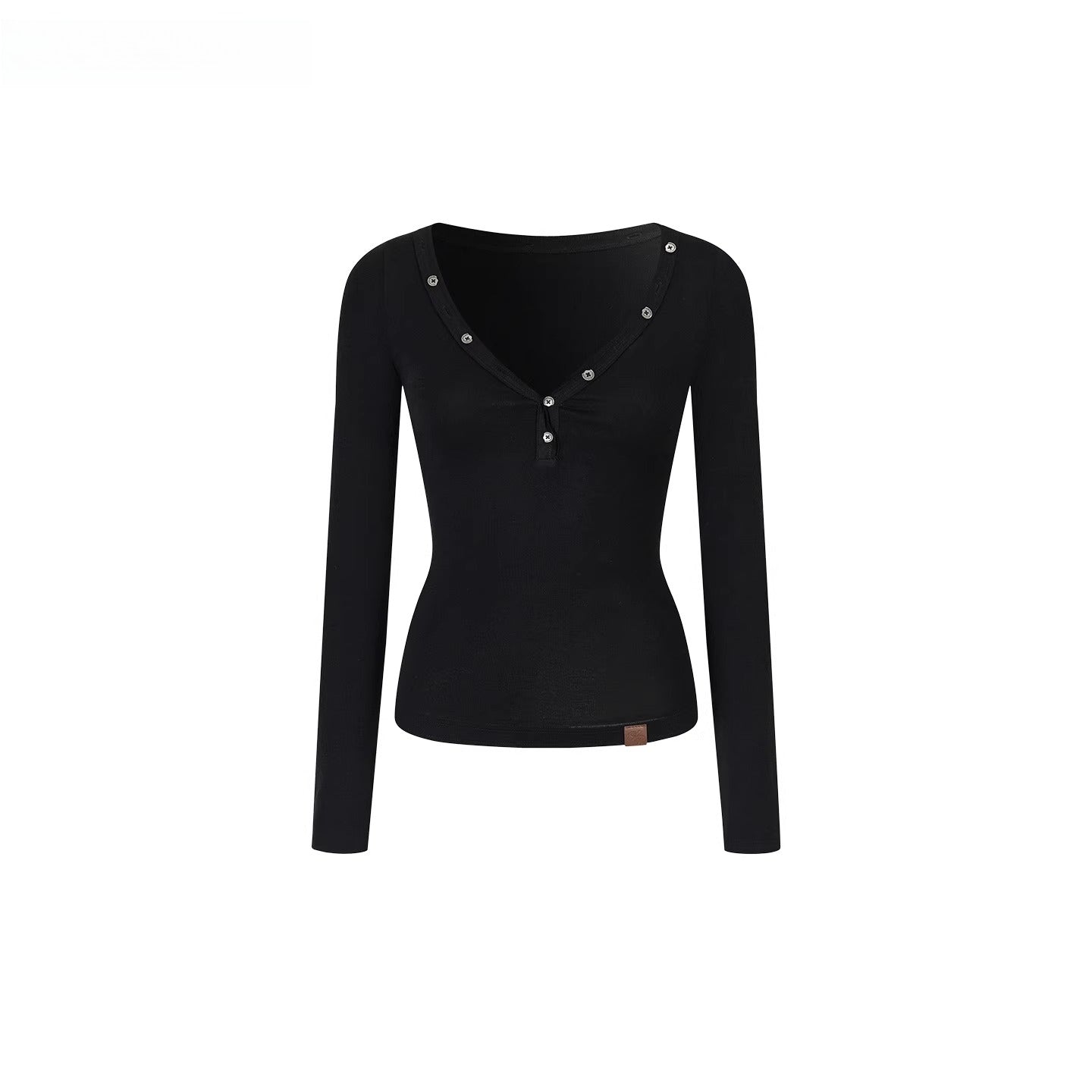 Round-Neck Fitted Knit T-Shirt