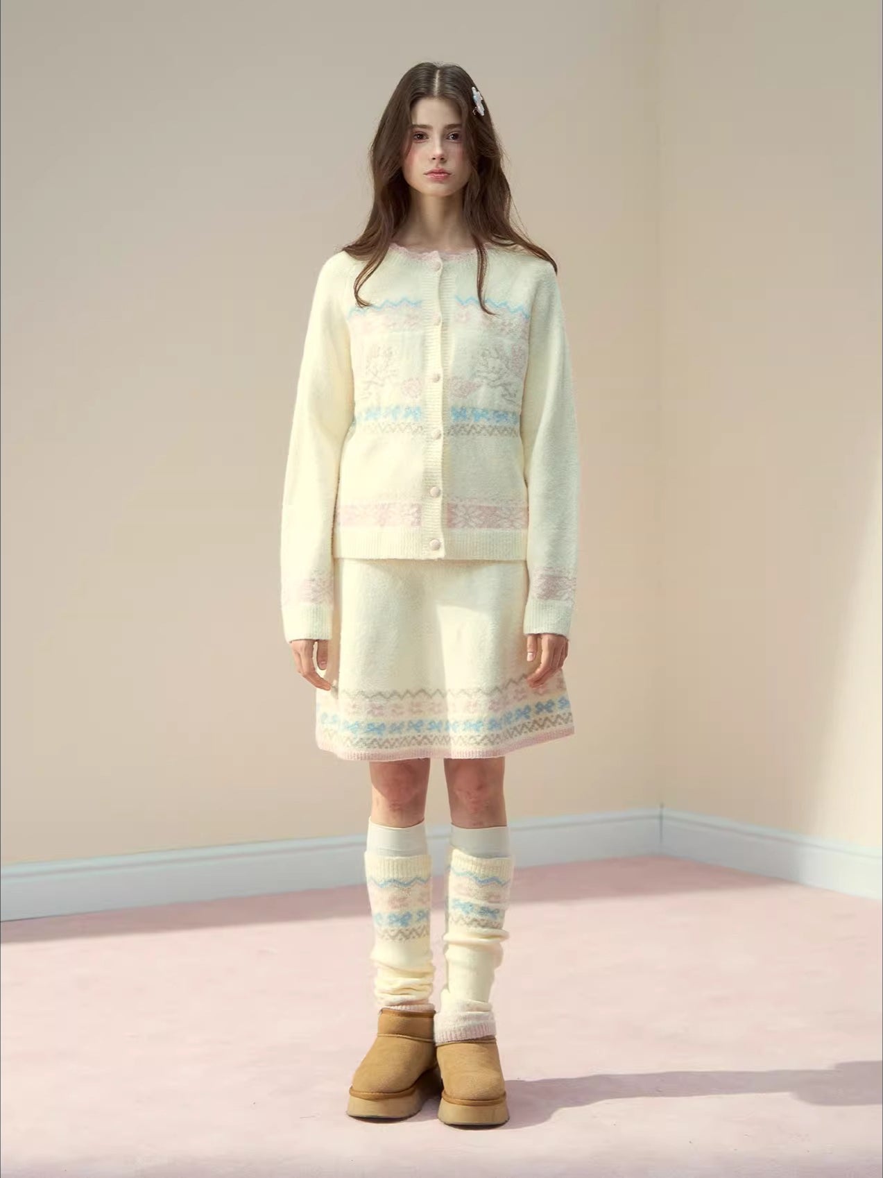 Fair Isle Cat Motif Knit Set - CHINASQUAD