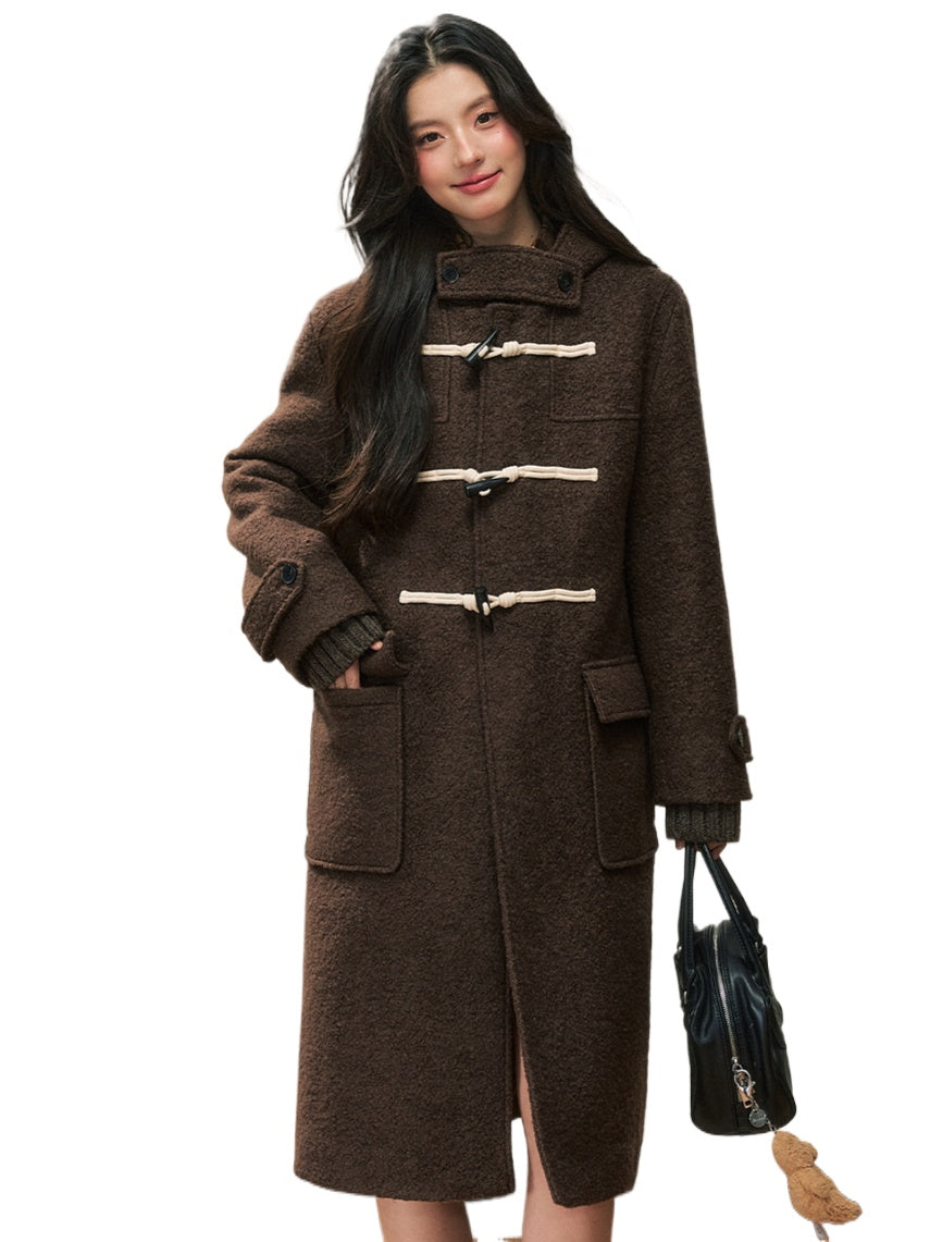 Brown Long Woolen Coat - CHINASQUAD