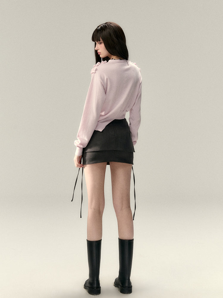 Irregular Ruffle Design Knit Top - CHINASQUAD