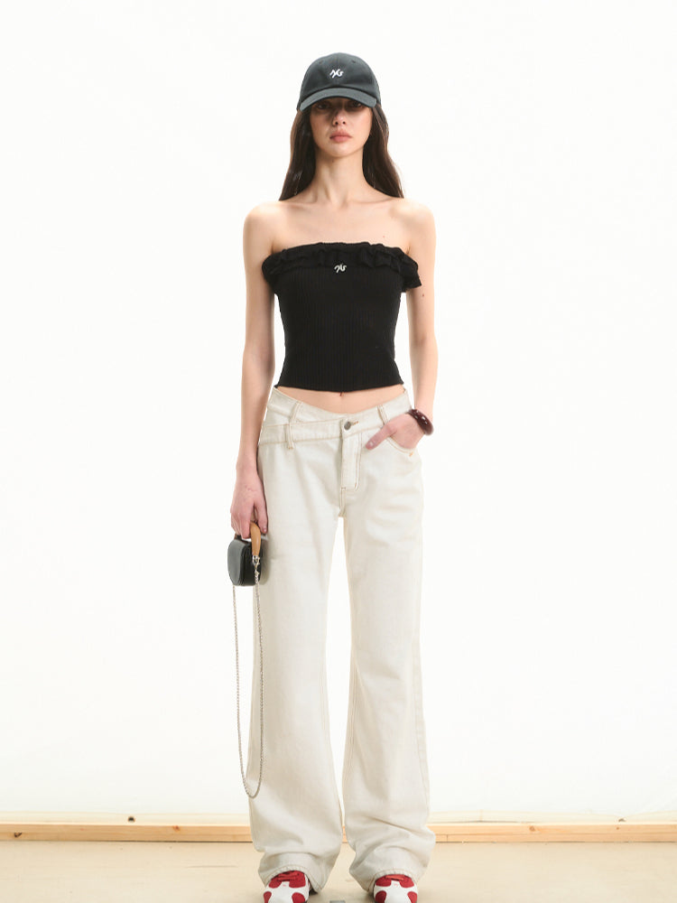 Ruffled Knit Modern Tank Top - CHINASQUAD