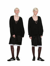Suede V-neck Loose Sweater - CHINASQUAD