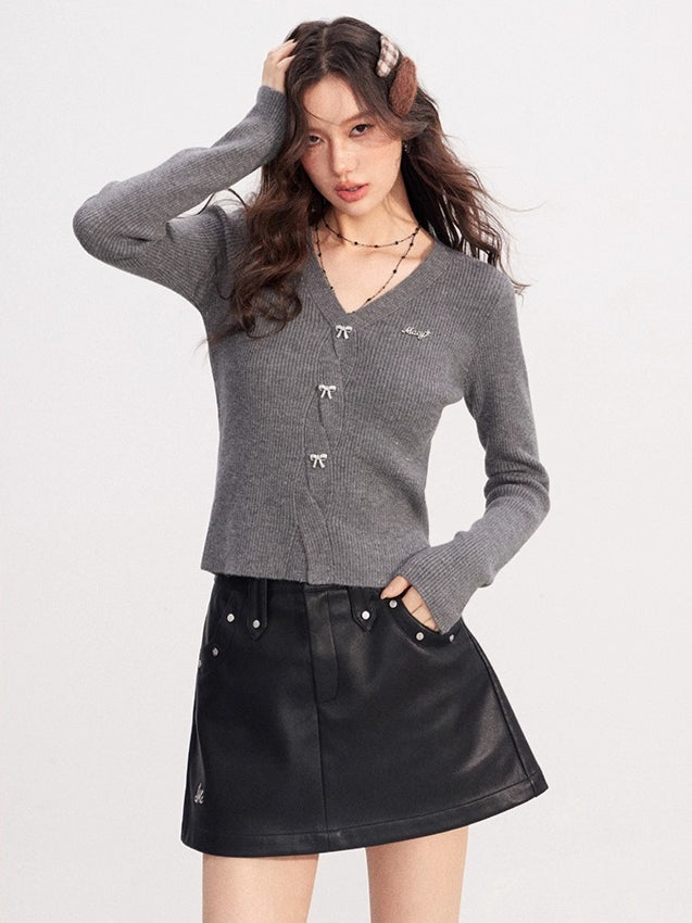 Shimmer Soft-Touch Knit V-Neck
