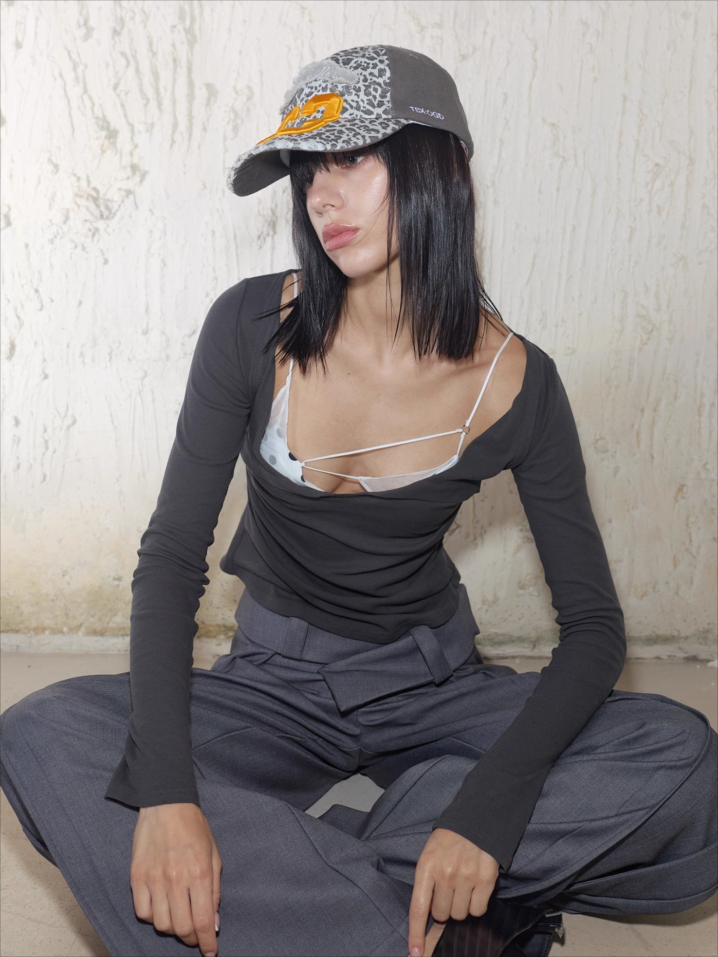 Rock Leopard Newspaper Print Baseball Cap