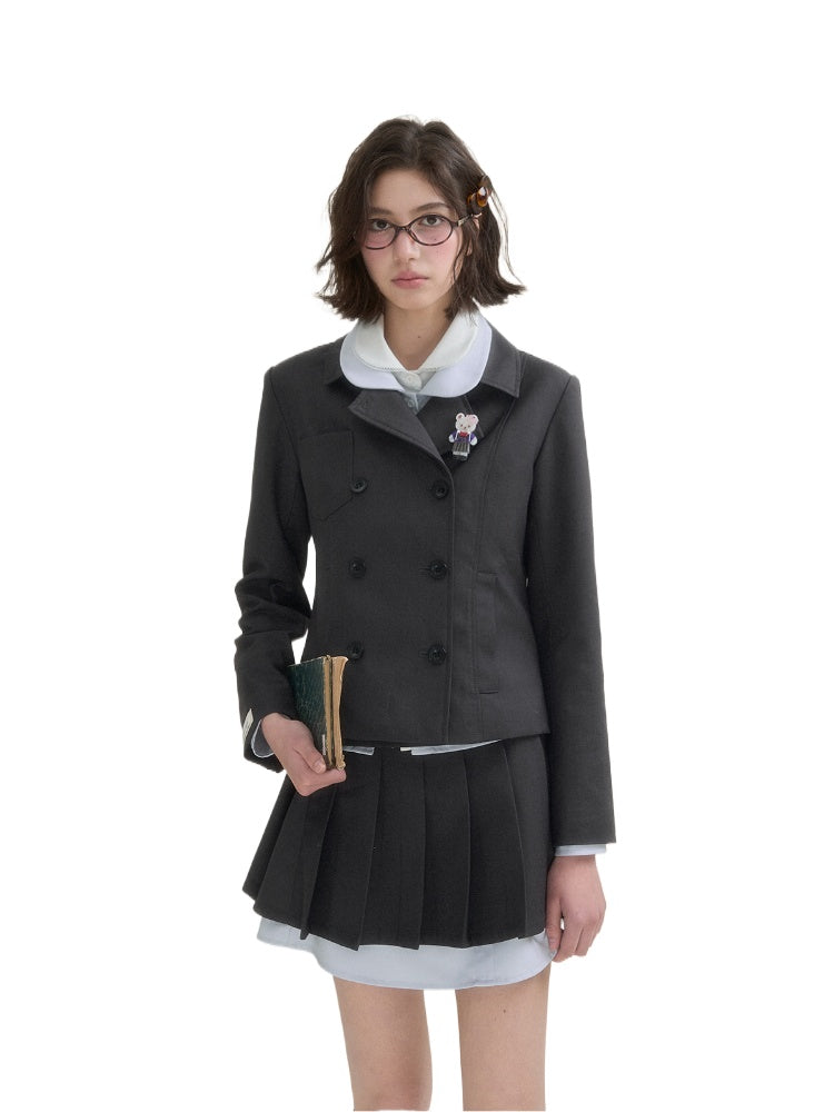 Stylish Academy Double-Breasted Blazer - CHINASQUAD