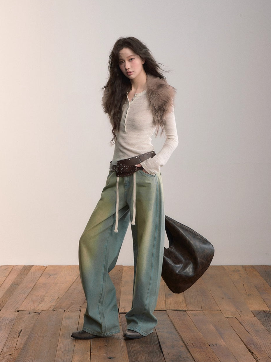 Denim Essence Relaxed Drawstring Pants - CHINASQUAD