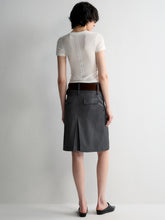 Grey Wool Double-layer Suit Midi Skirt - CHINASQUAD