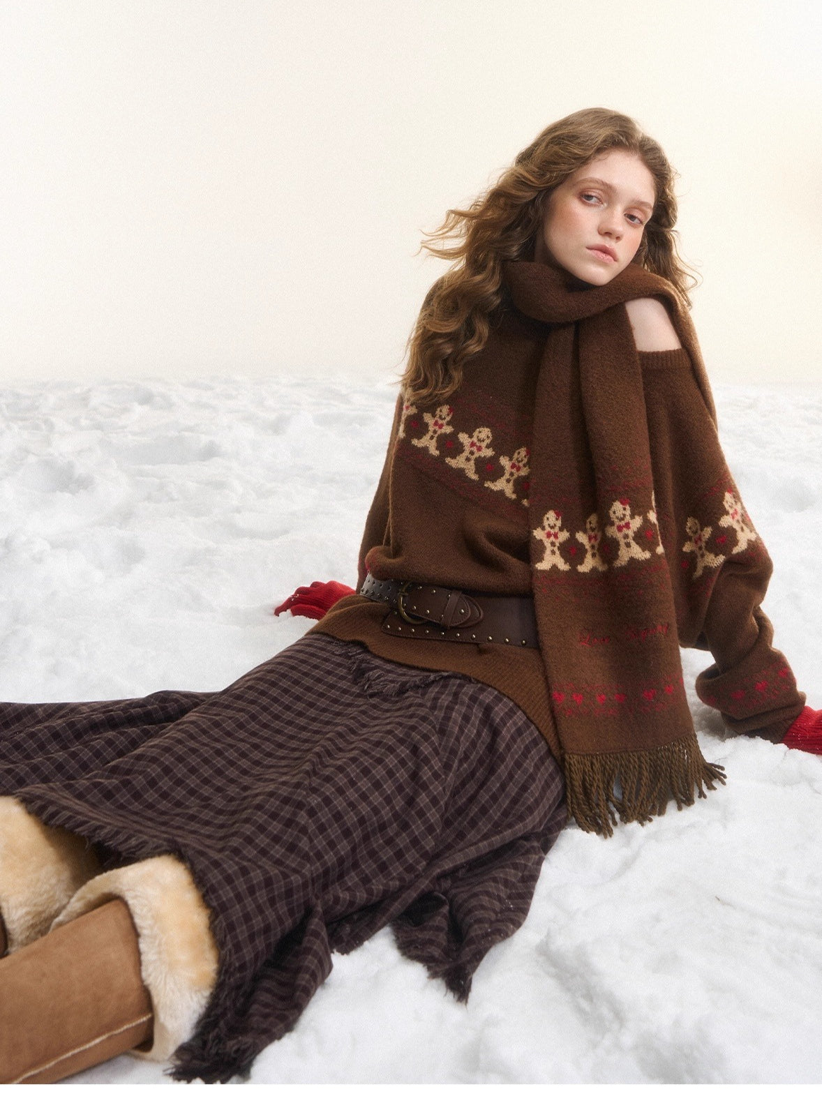 Wool-Blend Christmas Sweater & Scarf Set