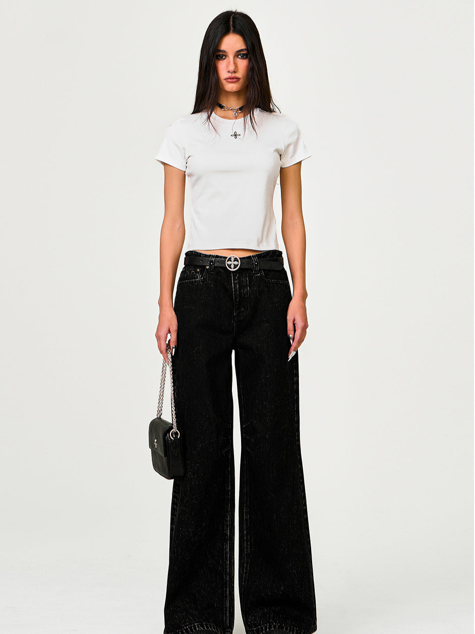 Black Garden Classic Wide-Leg Jeans - CHINASQUAD