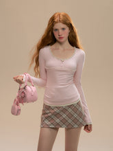(Final Sale) Pink Plaid Wool Mini Skirt - CHINASQUAD