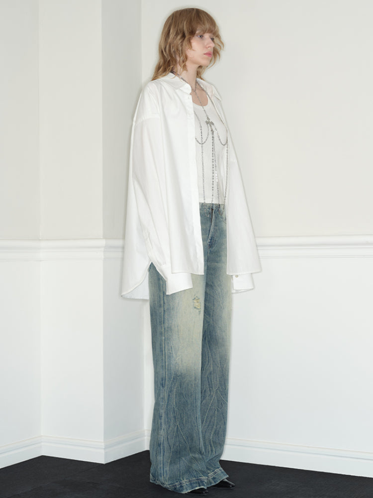 White Design Concept Fake Two-Piece Shirt - CHINASQUAD